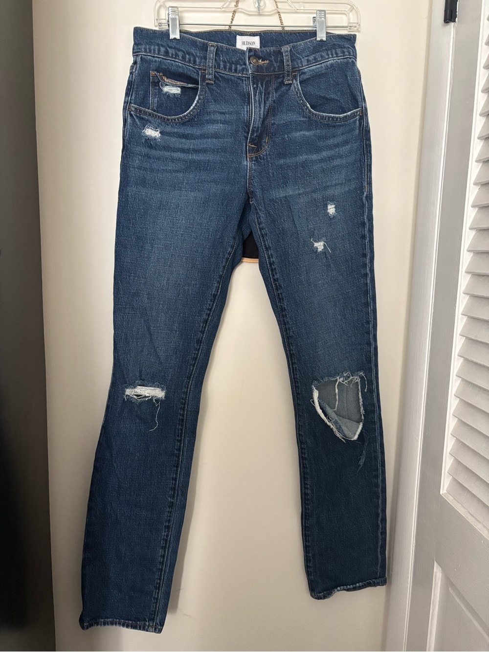 Hudson Jeans Women's Distressed Slim Jeans - Dark Blue